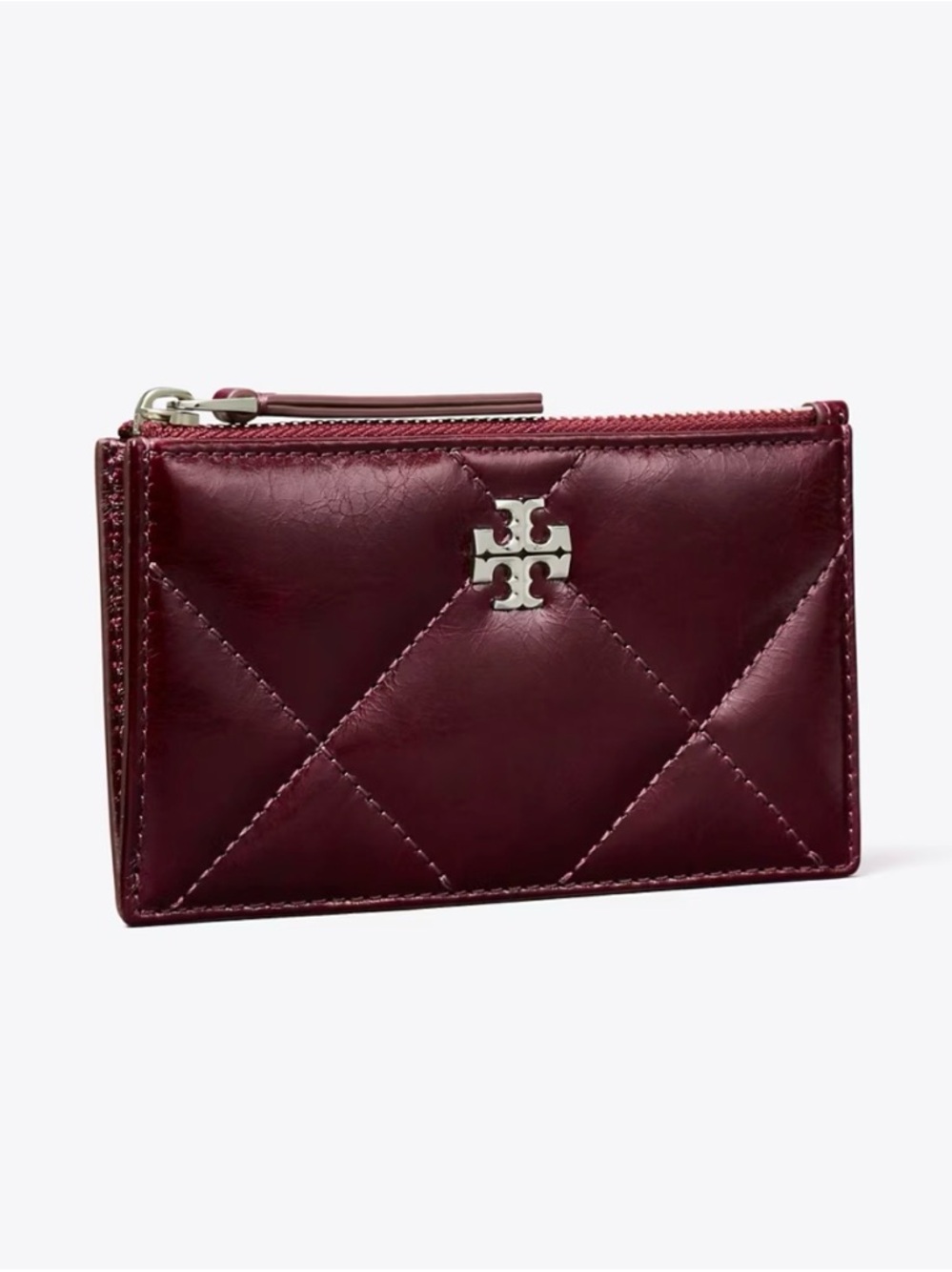 Tory Burch Quilted Leather Card Case - Wine